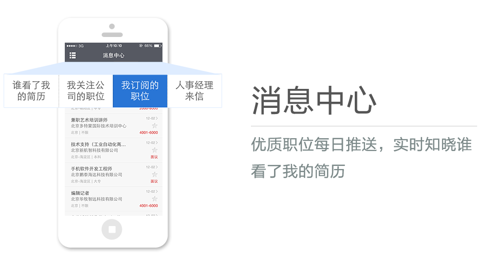 優(yōu)質職位每日推送，實時知曉誰看了我的簡歷